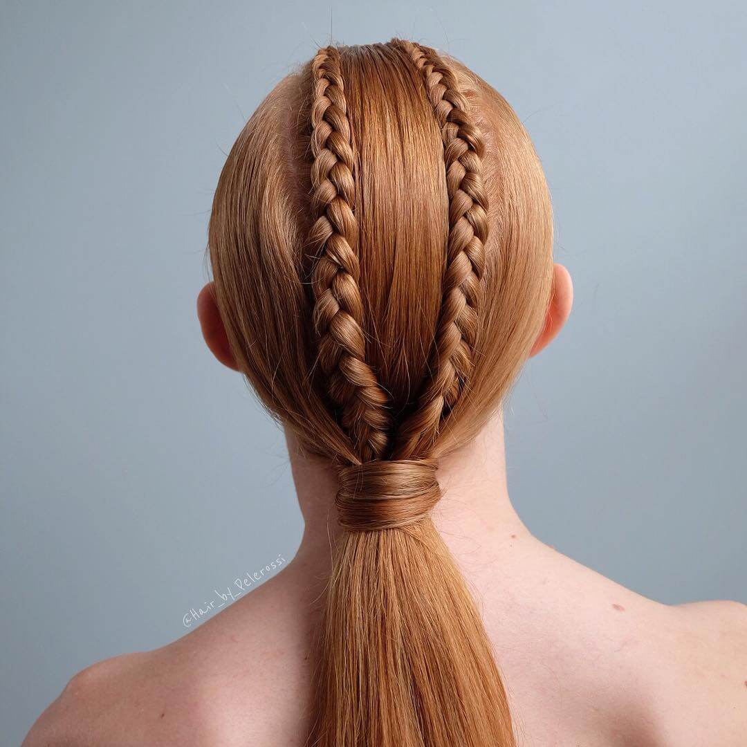 Unique Row Braided Ponytail Hairstyle Low Ponytail Hairstyle Ideas