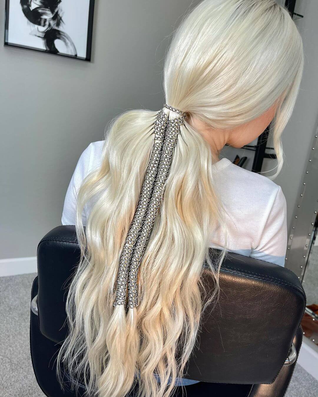 Low Ponytail with Chains Decoration