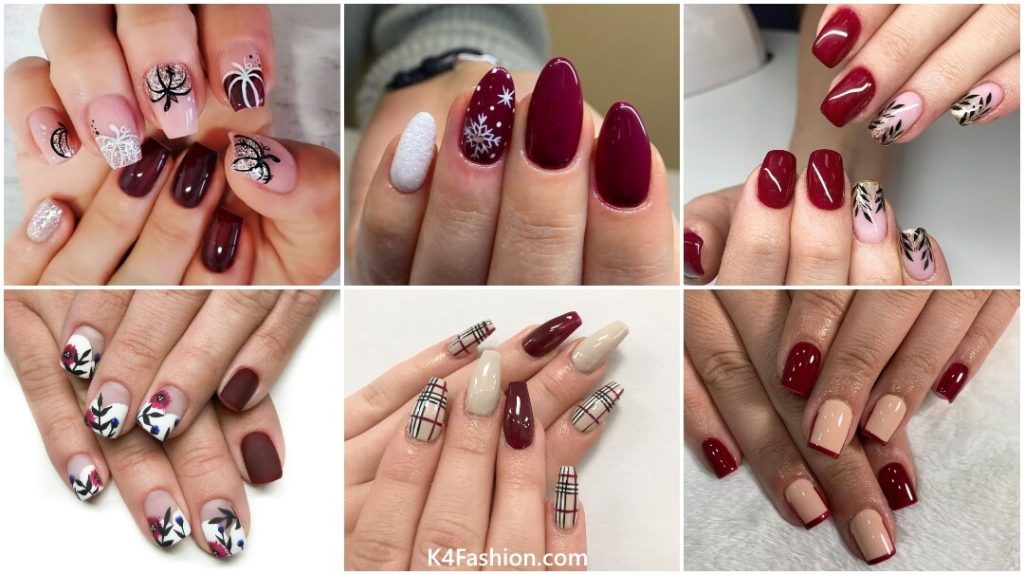 Maroon and White Nail Art - wide 2