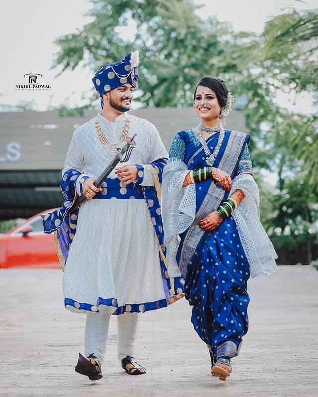 Blue Nauvari Wedding Dress