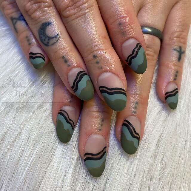 shades of green and love for nails Olive Green Nails Art Designs