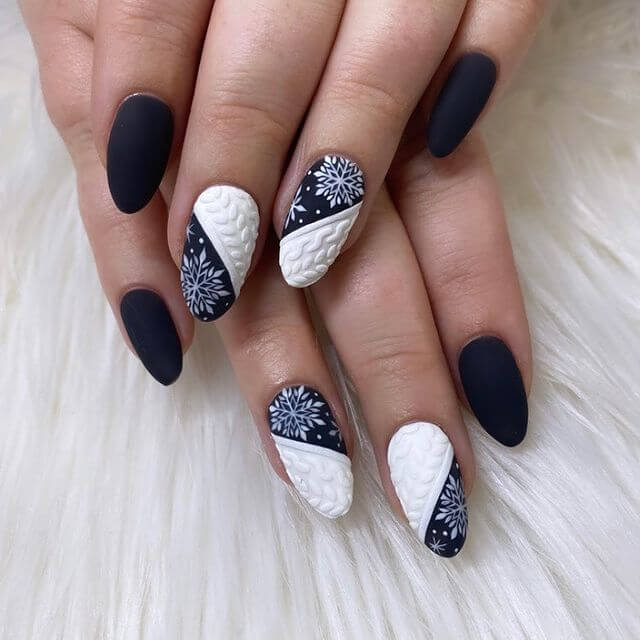 snowflake-nail-art-designs Black and White Nails
