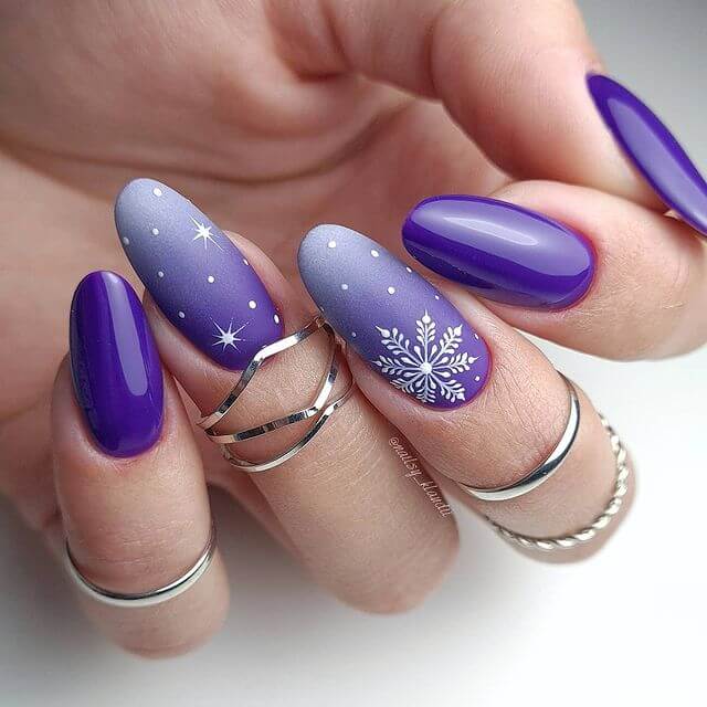 snowflake-nail-art-designs Violet Snowflake Nails