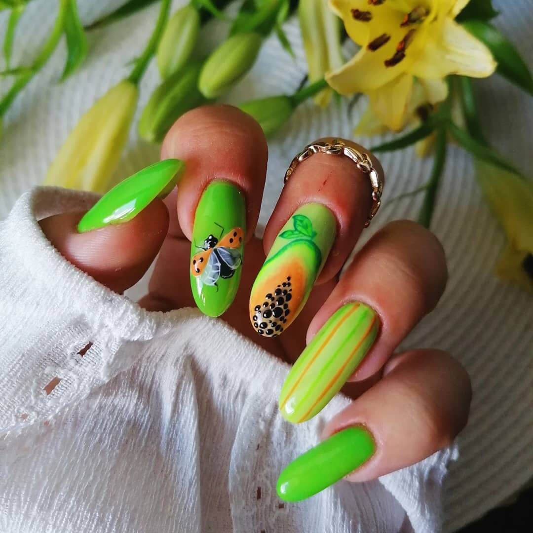 Time For Some Fruity Papayas Summer Nail Art Designs 