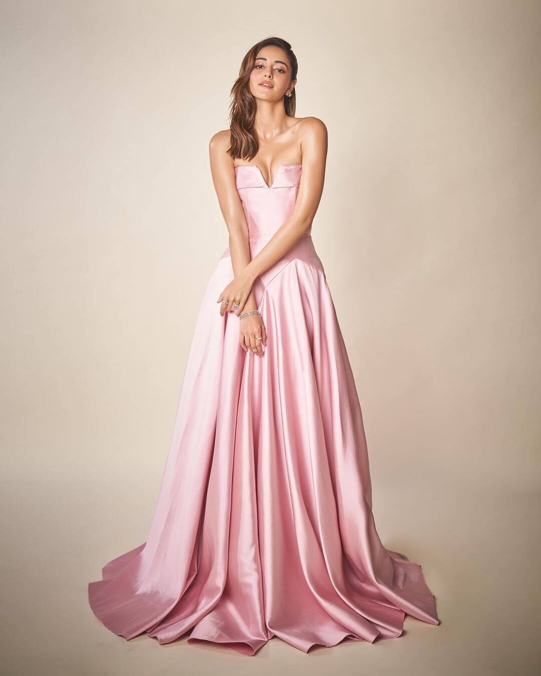 Baby Pink Silk Satin Gown