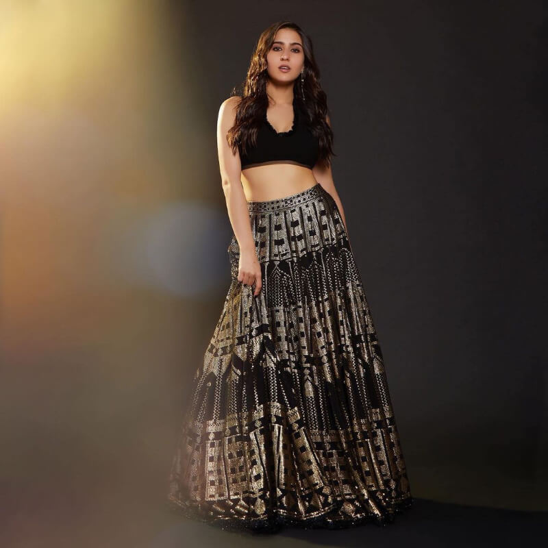 Sara Ali Khan's Wardrobe for Atrangi Re Classy Black Lehenga by Manish Malhotra