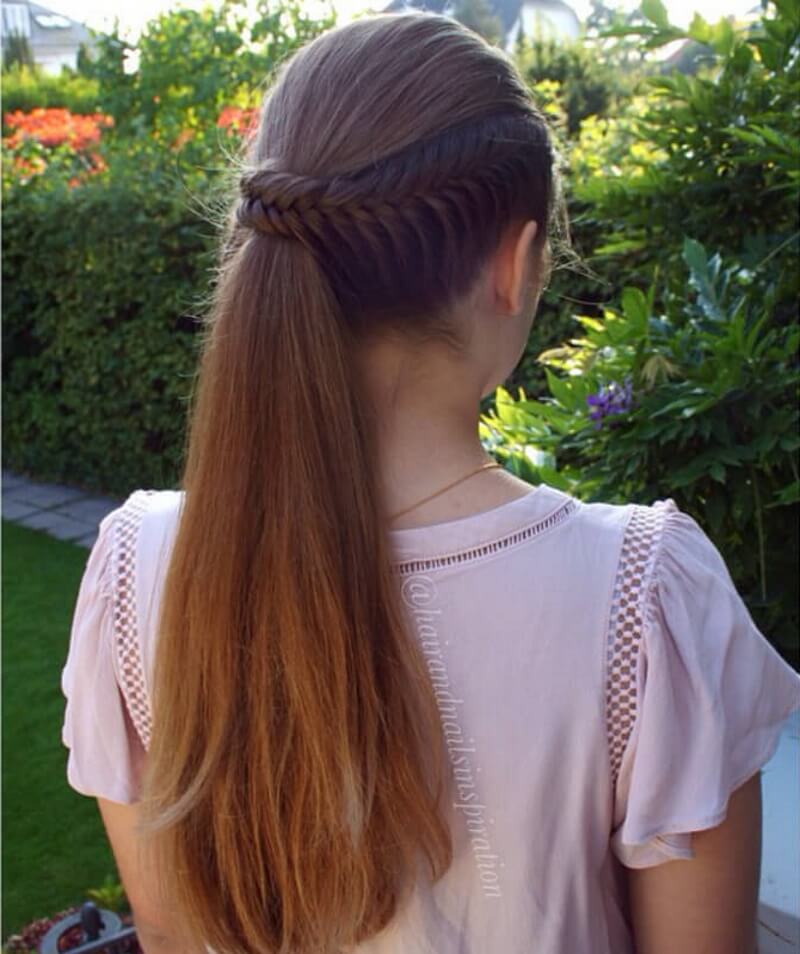 hairstyle-for-college-girls-fish-braids-ponytail-hairstyle-for-naturally-highlighted-hairs  - K4 Fashion