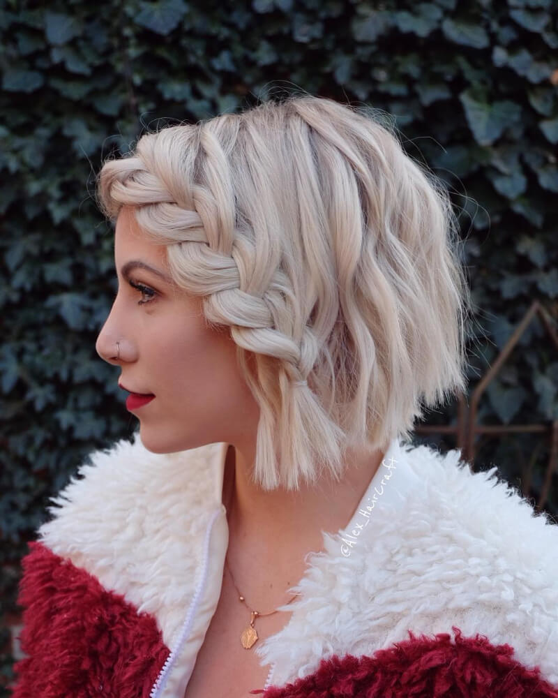 Hairstyle For College Girls White Blonde Short Braided Bob - Gorgeous  Hairstyle