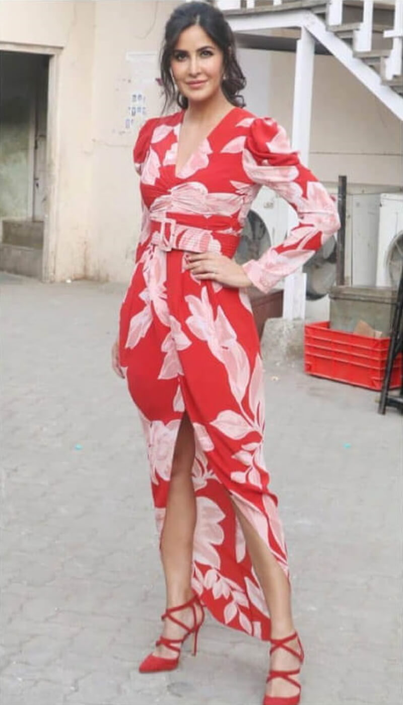 Katrina Kaif Floral Print Outfits Look Sizzling Hot With Red 