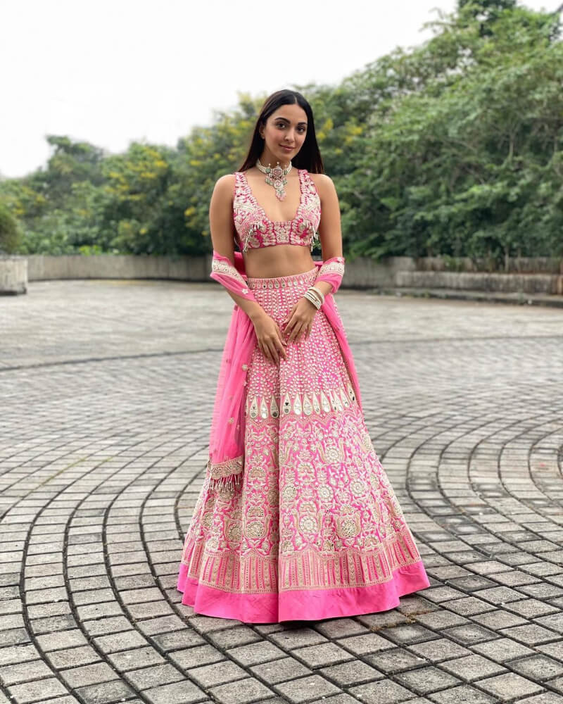 Kiara Advani in Fashionable Pink Outfits Pink and Silver Combo