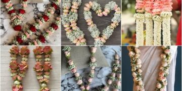 Peach Colour Flower Wedding Jaimala Designs