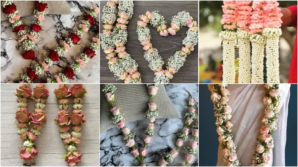 Peach Colour Flower Wedding Jaimala Designs