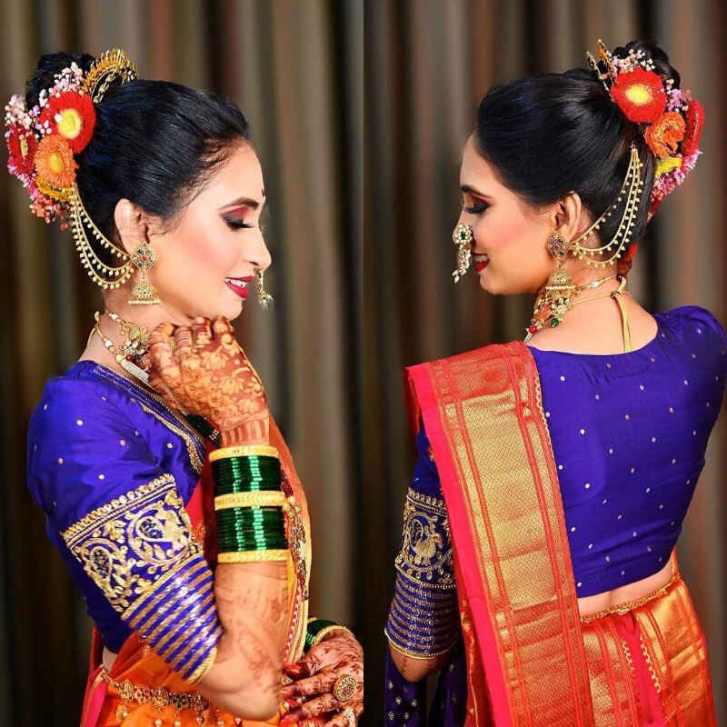 Traditional Floral Bridal Hairstyle For A Maharashtrian Wedding