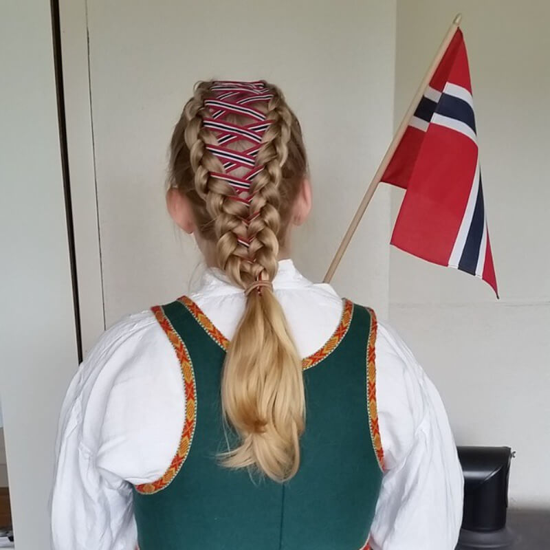 School Day Hairstyles For Long Hair Braided Hair with Flag Ribbons