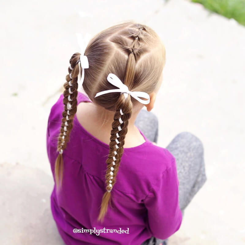 School Day Hairstyles For Long Hair Braided Hairstyle with Topsy Tails