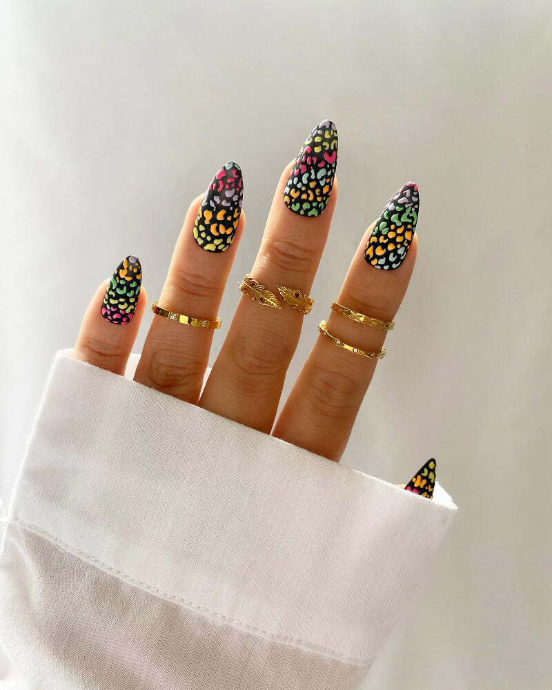 Colourful Leopard Print Nail Art Design