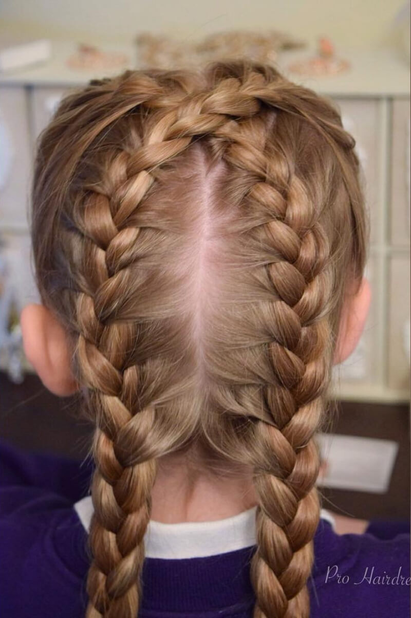 School Day Hairstyles For Long Hair Crossed French Braids
