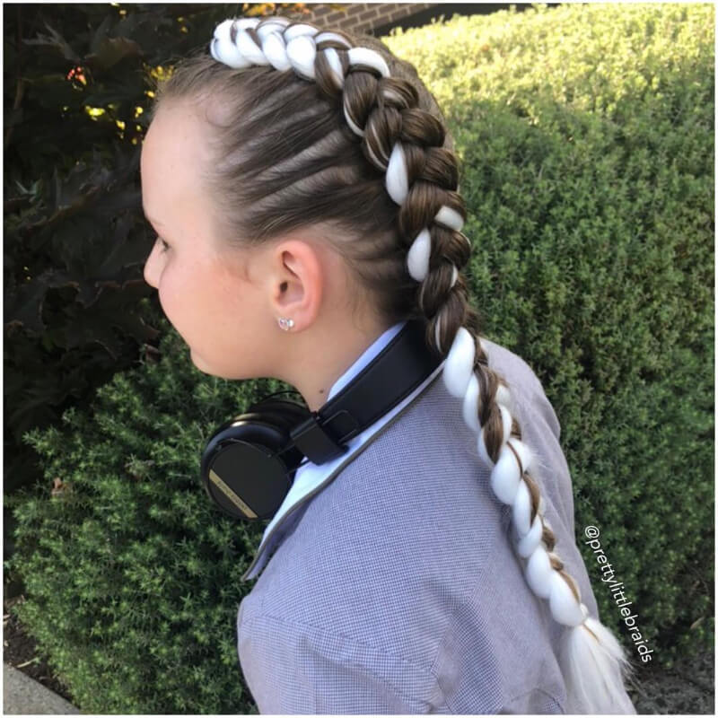 School Day Hairstyles For Long Hair Dutch Braids with Coloured Hair Extensions