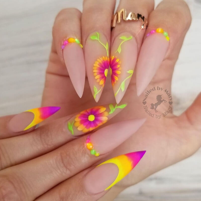Neon Nail Art Designs for All Occasions Floral Neon Nail Art Design