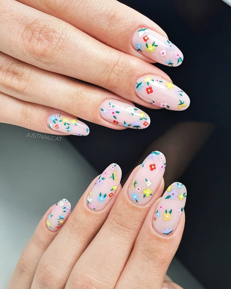 Floral Neon Nails