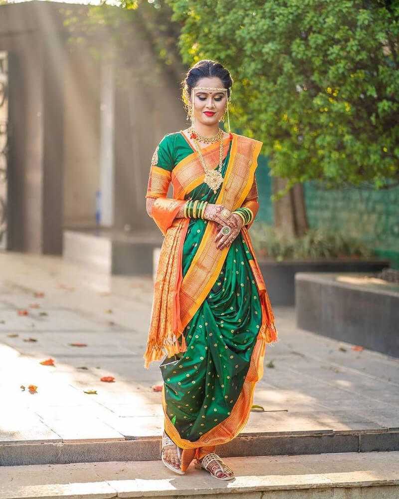 Marathi Bridal Nauvari Saree Designs Green Nauvari Look