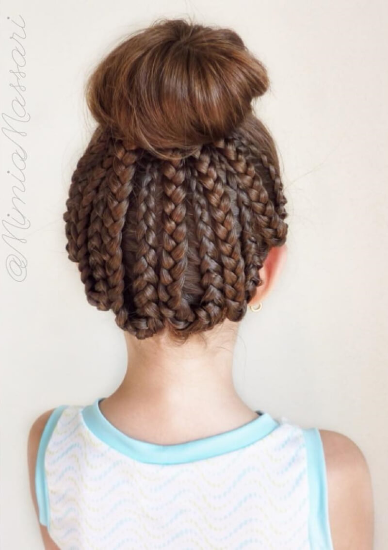 School Day Hairstyles For Long Hair Lace Dutch Braids and Bun