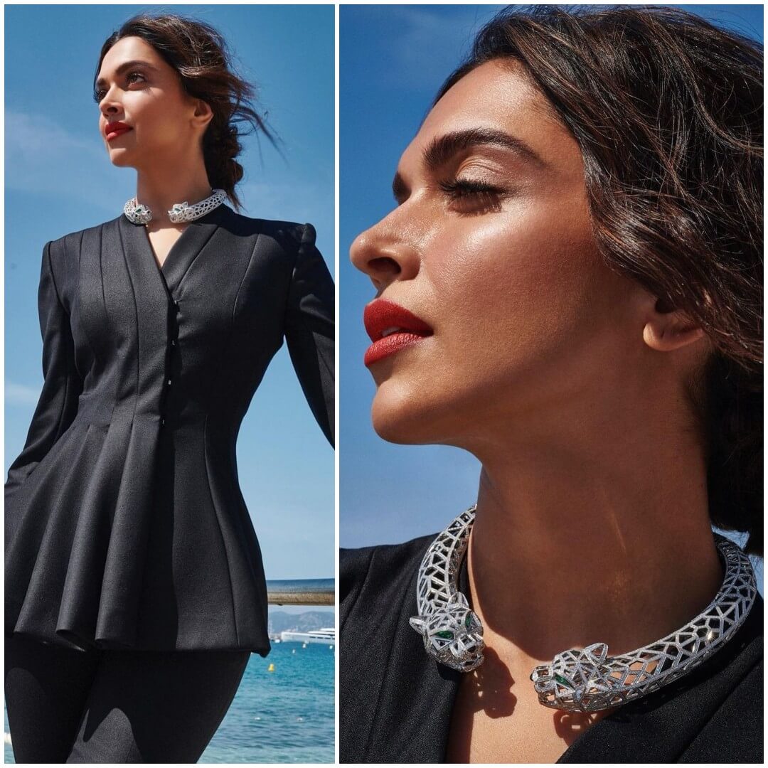 Cannes 2022 Deepika Padukone In ArdAzAei's Black Pantsuit With The Eyecatching Cartier's Accessory
