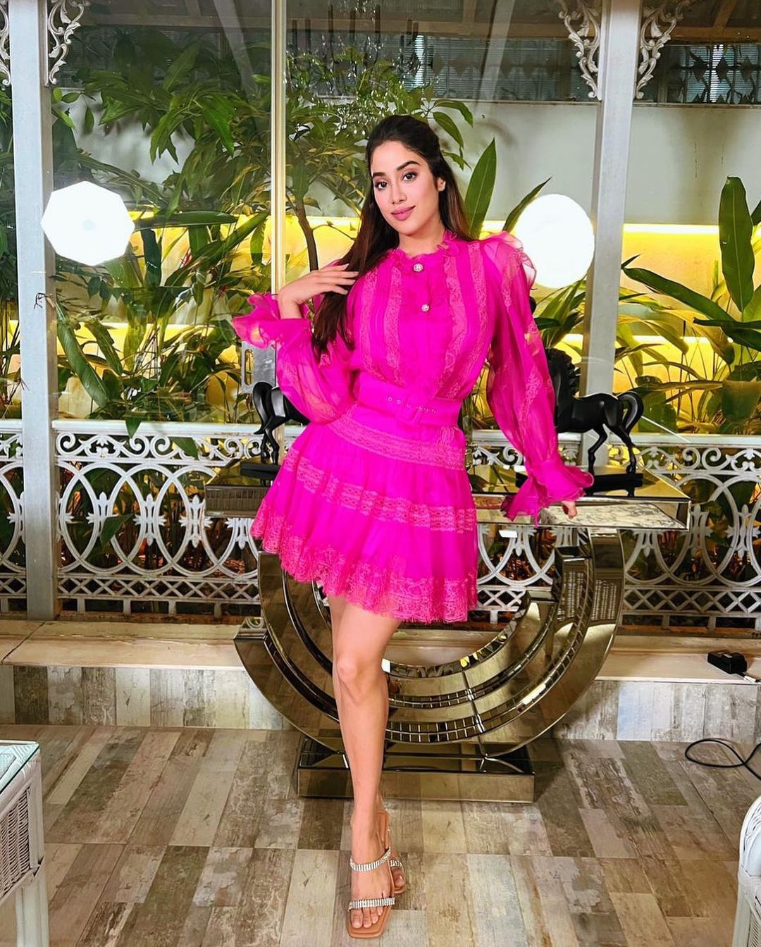 Janhvi Kapoor Looks Pretty In Pink In Fuchsia Pink Dress