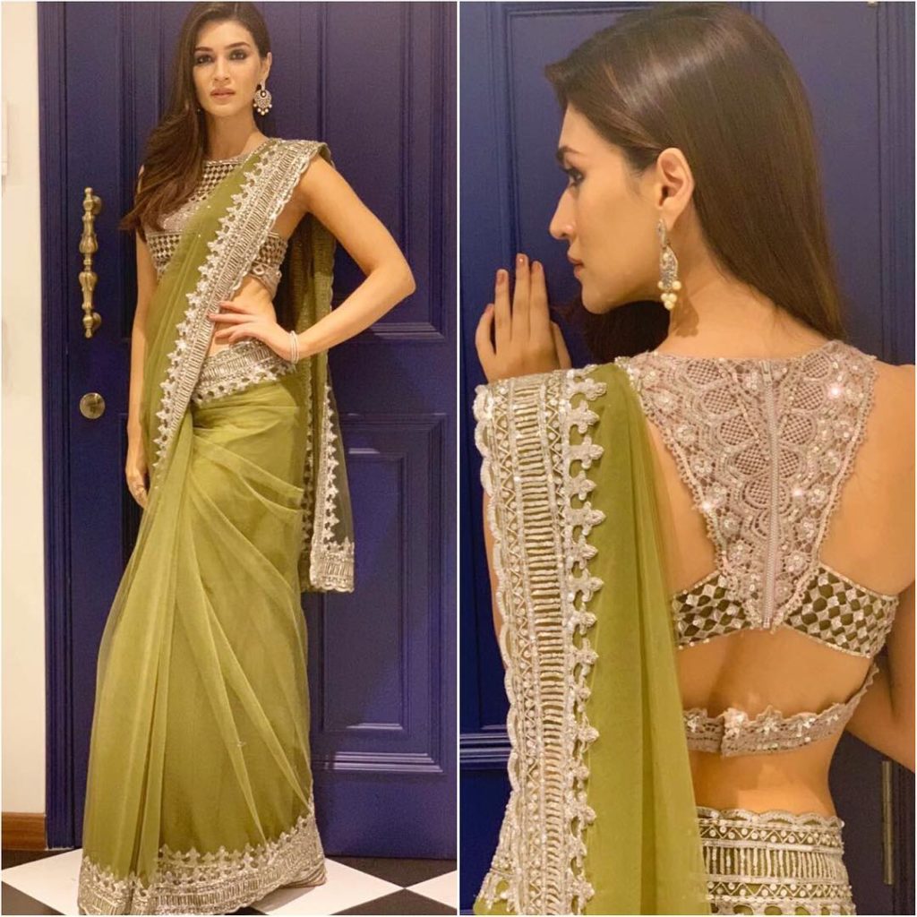 Kriti Sanon is an absolute stunner in this gorgeous olive green saree