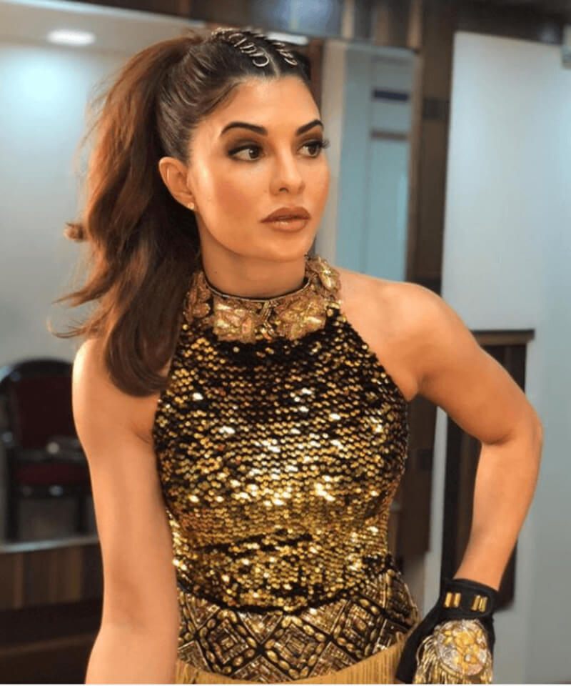 At  Zee Cine Awards  Jacqueline performed in a pierced ponytail Hairstyle