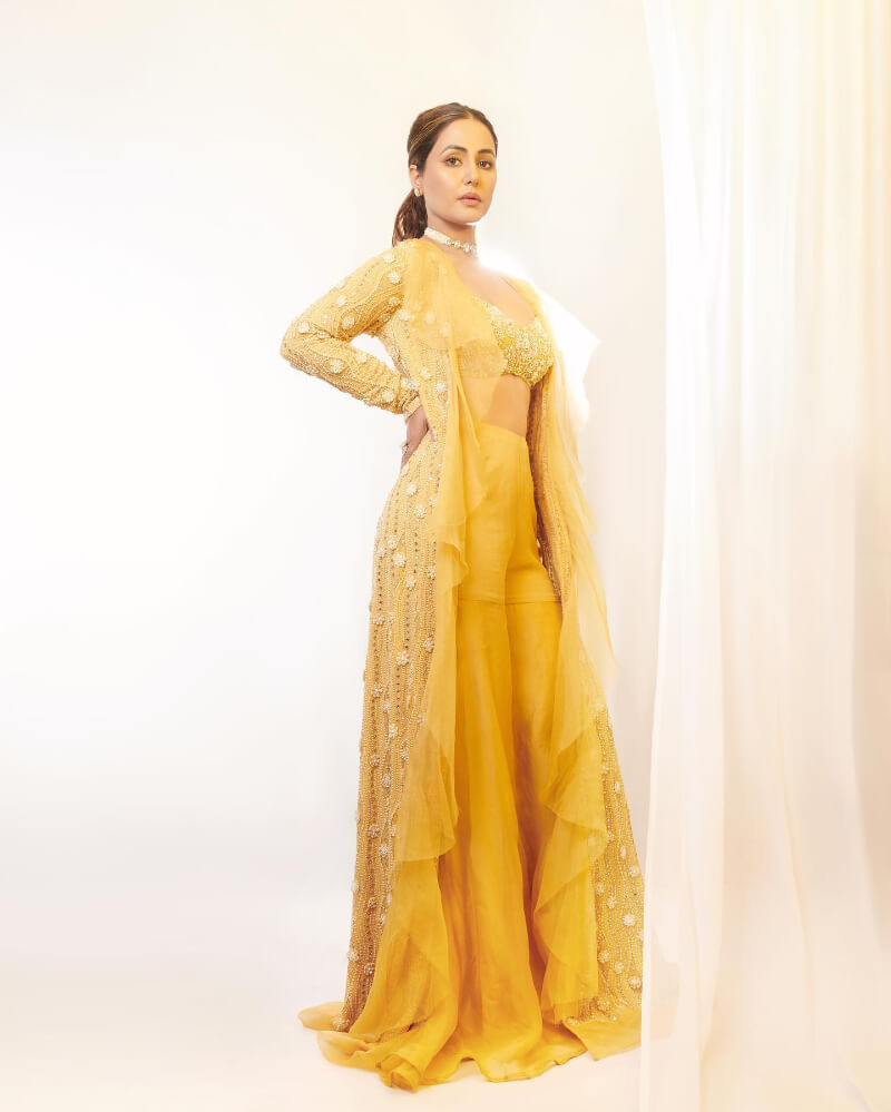 Bigg Boss 11 contestant Hina Khan in a beautiful Yellow sharara set