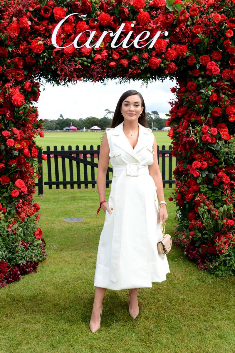 Bollywood Actress Amy Jackson Attends the Cartier Queen’s Cup Polo Final in Windsor in a white blazer dress