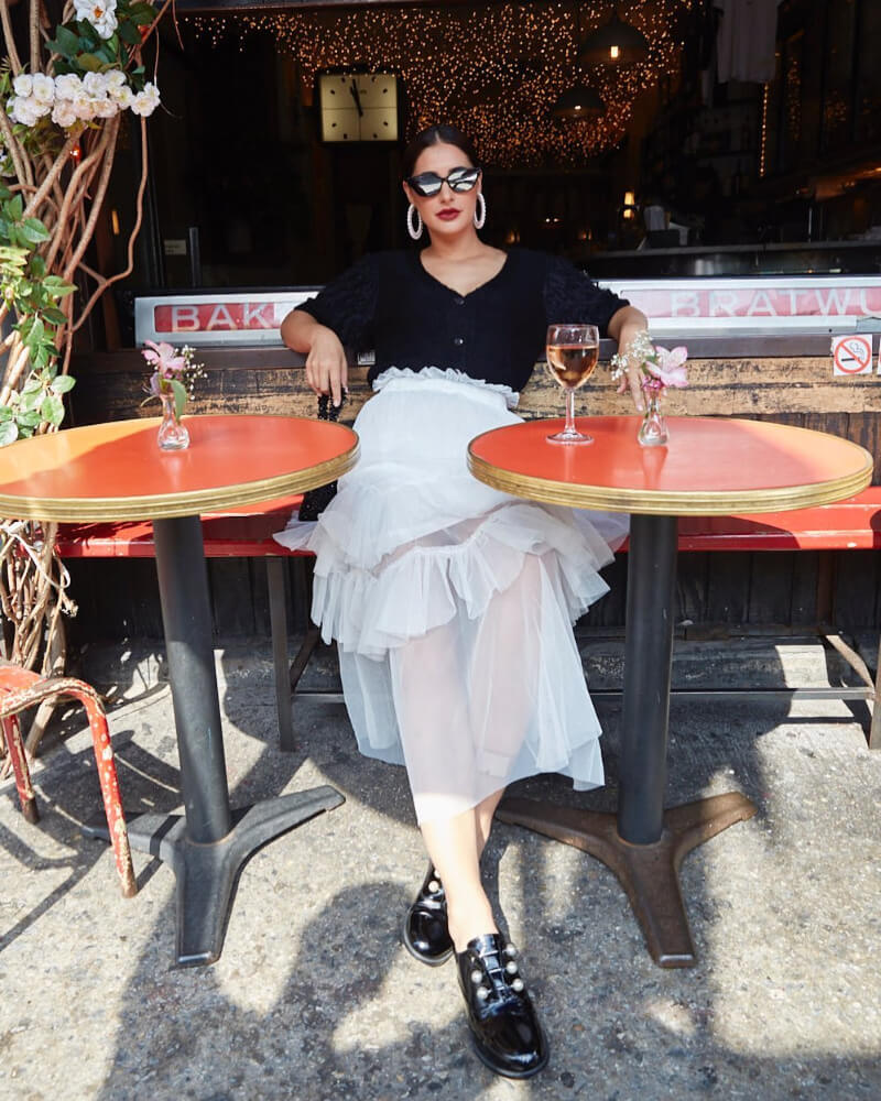 Instagram Diva Nargis Is looking Boss In Black Top And White Sheer Skirt