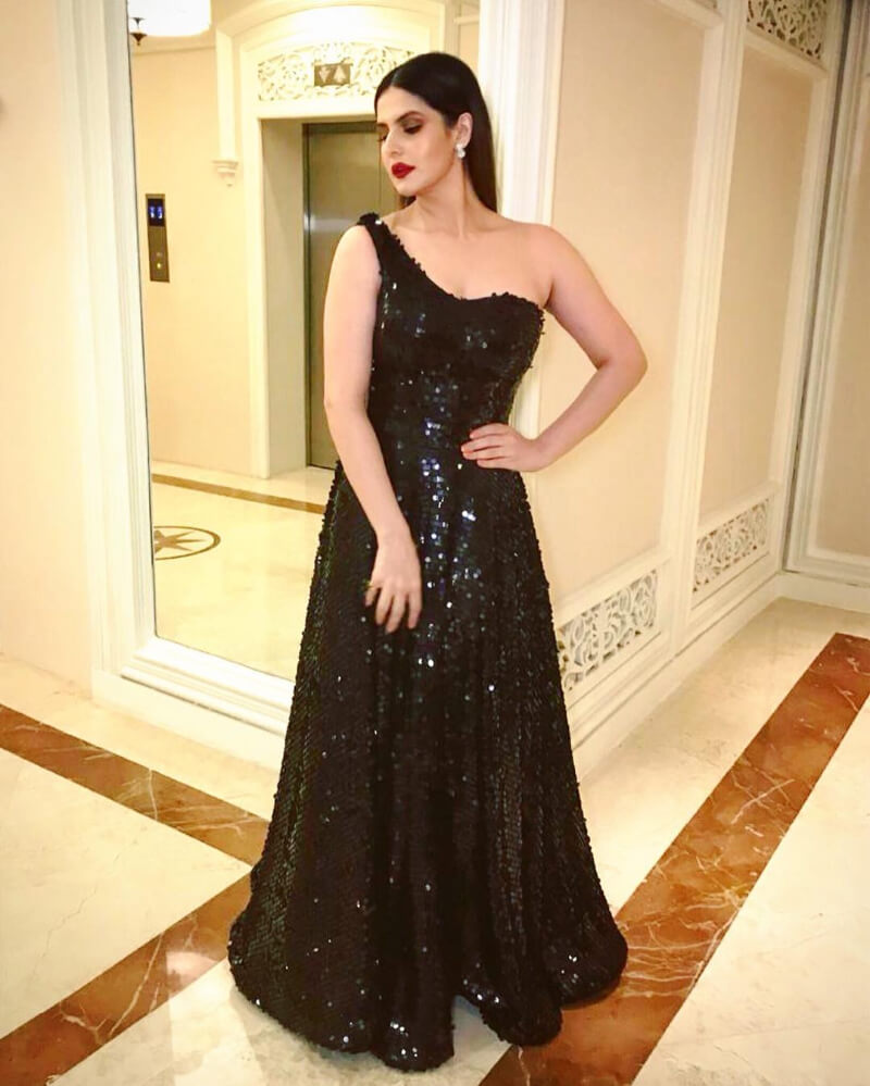 Punjabi Actress Zareen Khan looks stunning in a black sequined gown