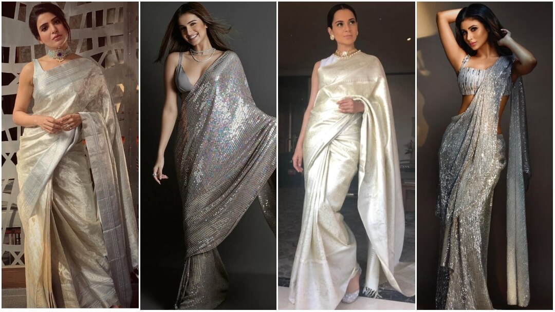Banarasee Cotton Silk Saree With Geometrical Silver Zari Design & Bord