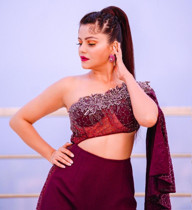 Bollywood Actress In Scrunched Ponytail And Braids Decorated With Rhinestones