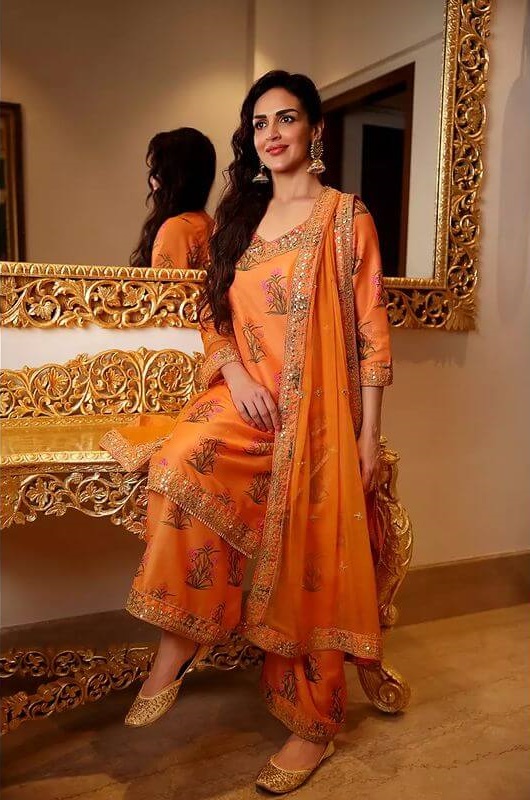 Dharmendra's Princess "Bittu" In Her Astonishing Mehreen Orange Set