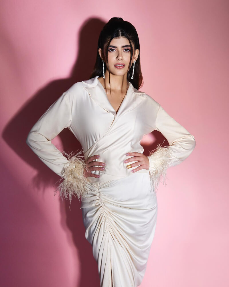 Elegant White Wrap Style Satin Dress