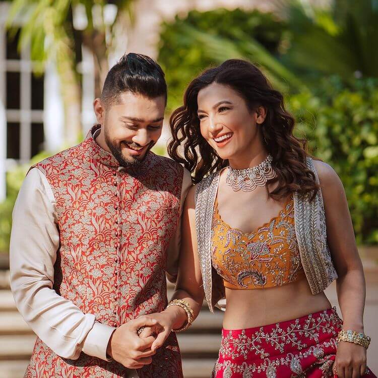 Gauahar Khan and her husband Zaid Darbar at their pre-wedding in ethnic attire