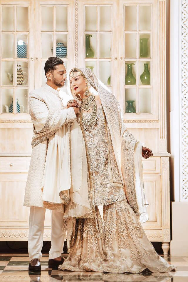 Gauahar Khan and Zaid Darbar in all white attire for their Nikah ceremony