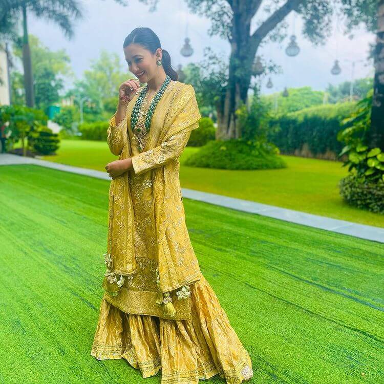 Gauahar Khan's yellow sharara set is perfect for the Haldi ceremony