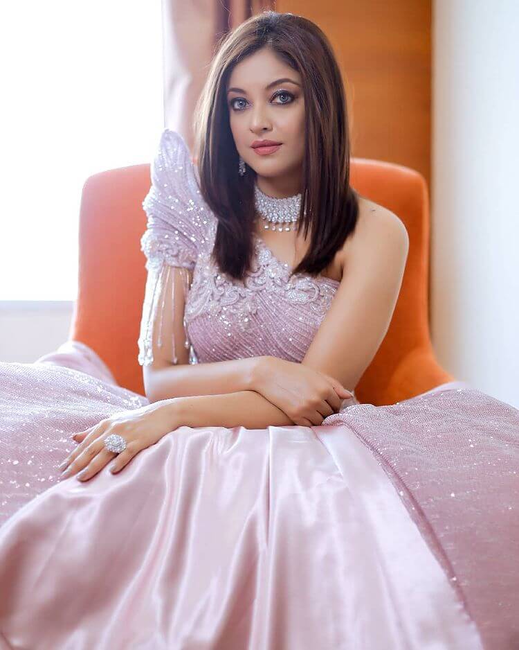 Revisiting Tanushree Dutta's Stunning Dresses, Outfits Onion Pink  - One-Shoulder Gown 