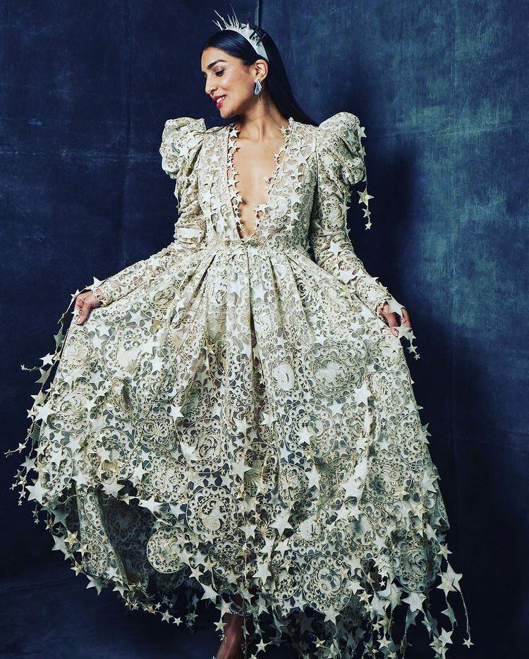 Pallavi Sharda's Greatest Fashion Moments Of All Time Stunning White Hanging Stars Dress With Puff Sleeves