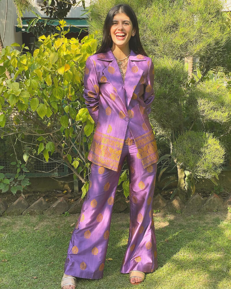 Sanjana Sanghi Dresses Outfits Style Trendy And Ambitious Assamese Silk Pantsuit