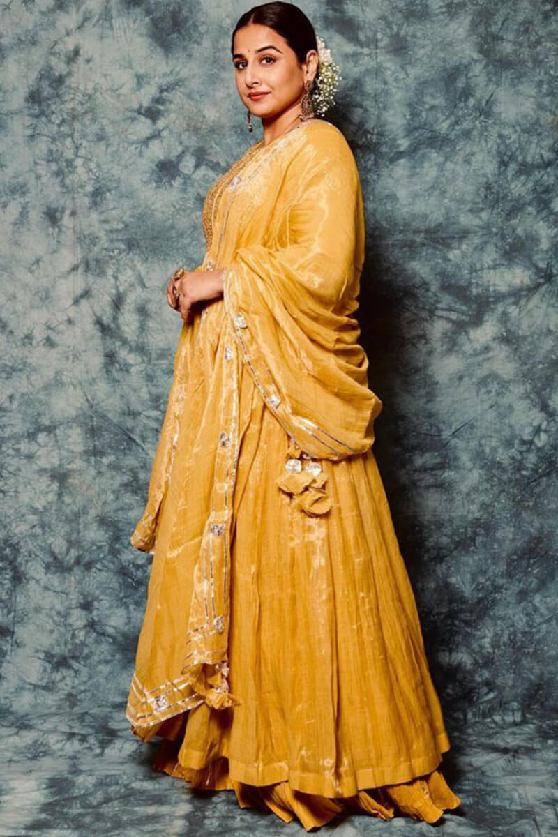 Vidya Balan Style Guide With Her Yellow Anarkali Outfit, Radiates Sunshine