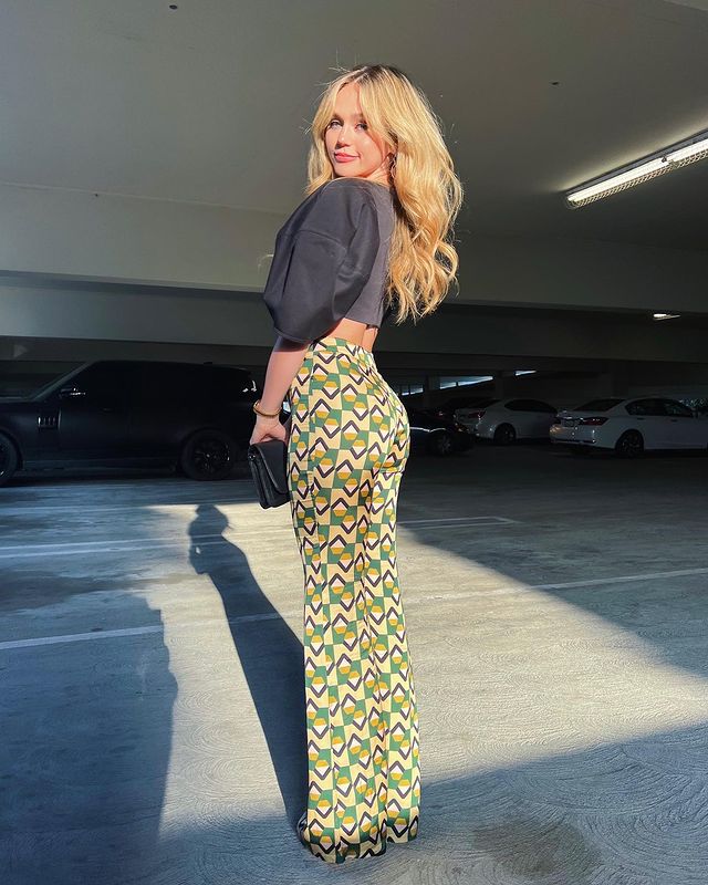 Aww The Diva, Brec In Black Crop Top And High Waisted Printed Pant