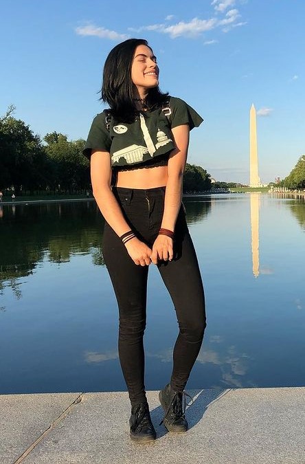 Casual But Cool, Maitlyn Pezzo In Green Top And Black Jeans