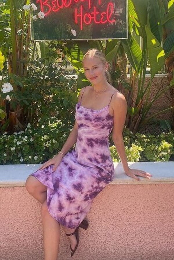 Danika-Yarosh-Purple-Colored-Floral-Summer-Dress