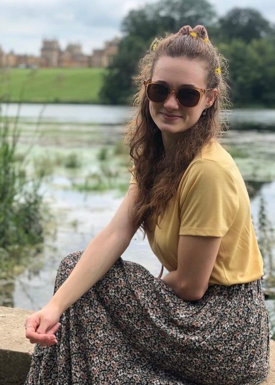 Ellie Dracey in Pale Yellow-Colored Top Paired With A Printed Skirt