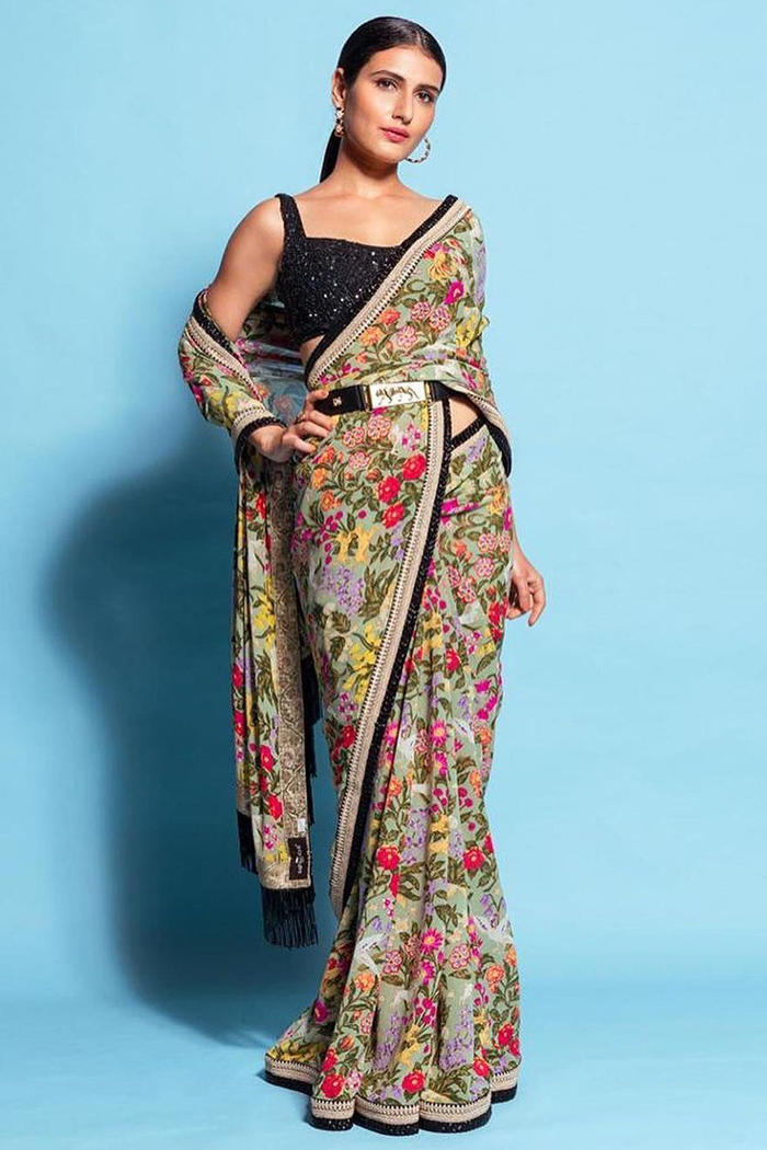 Fathima Sana Sheik Looks Graceful In A Sabyasachi Floral Saree